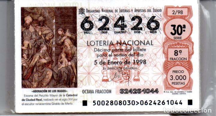 National Spanish Lottery: LOTER&Iacute;A NACIONAL DEL S&Aacute;BADO - A&Ntilde;O 1998 COMPLETO - EXCELENTE ESTADO -