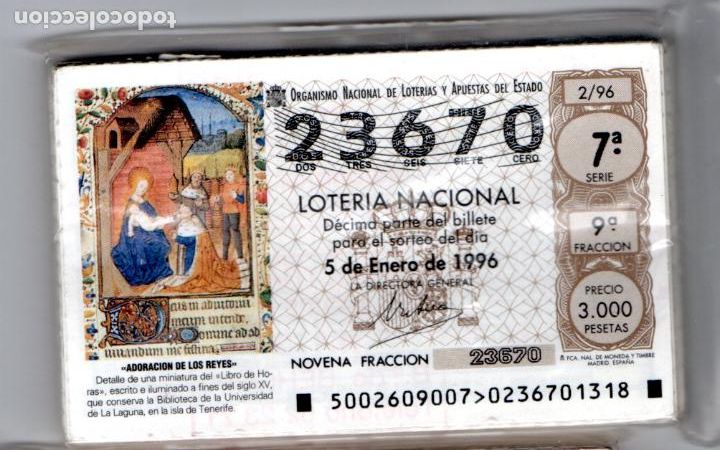 National Spanish Lottery: LOTER&Iacute;A NACIONAL DEL S&Aacute;BADO - A&Ntilde;O 1996 COMPLETO - EXCELENTE ESTADO -