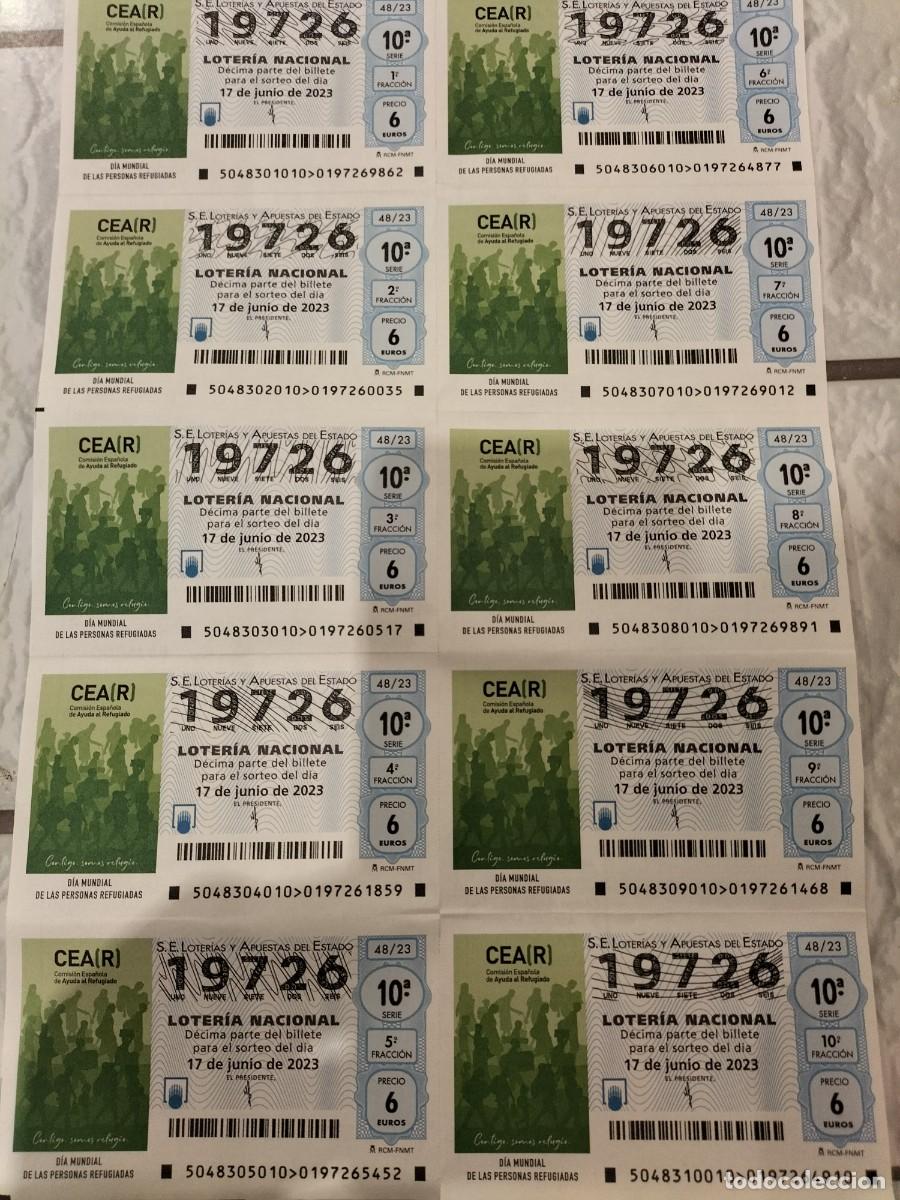 Lotaria Nacional: 1 BILLETE LOTERIA DEL SABADO - 17 JUNIO 2023 - 48/23- DIA MUNDIAL DE LAS PERSONAS REFUGIADAS