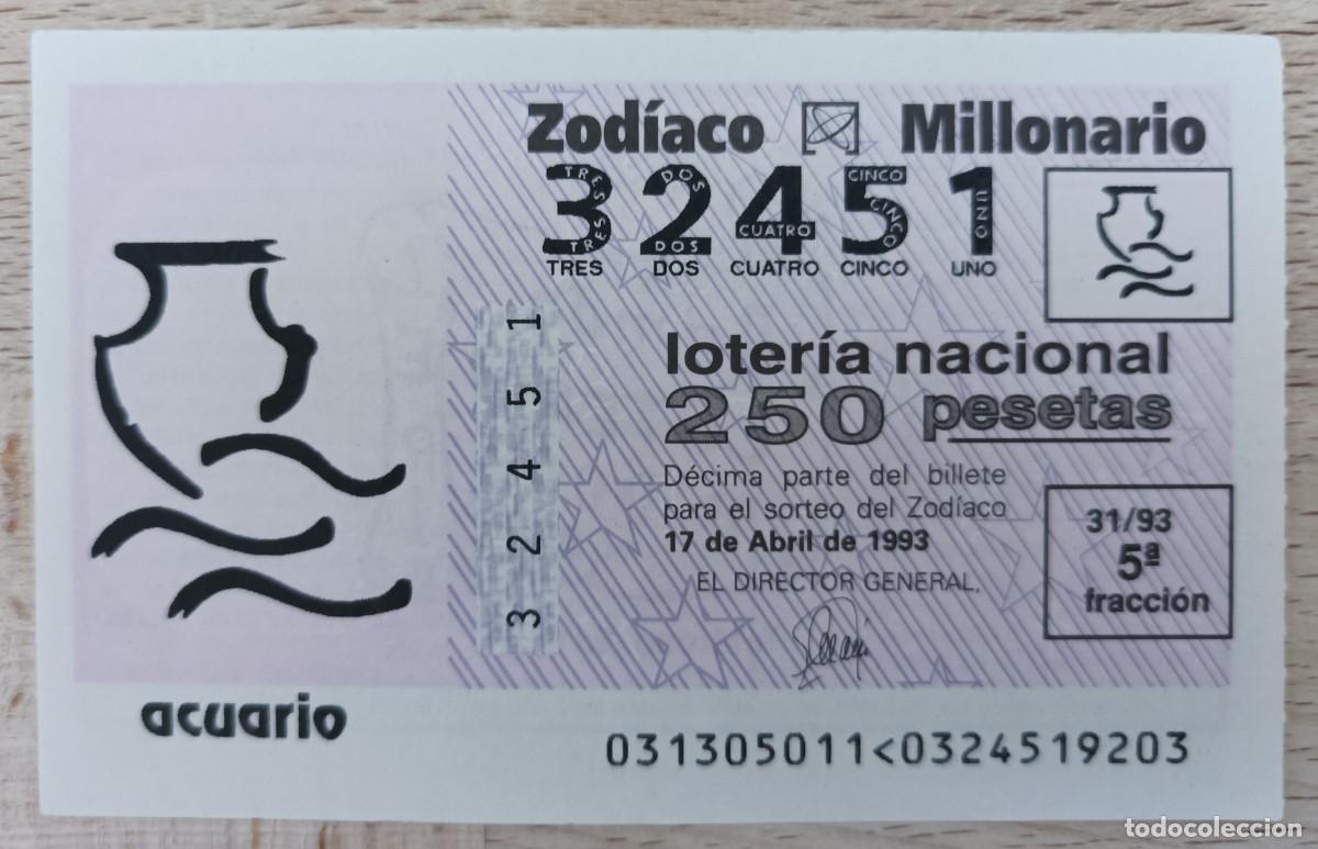 Loterie Nationale: Loter&iacute;a Nacional, a&ntilde;o 1993, sorteo 31 del Zodiaco, Acuario