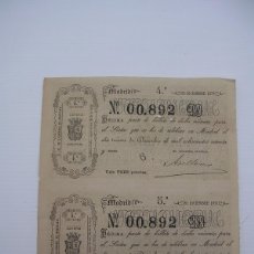 Lotería Nacional: BILLETE LOTERIA NACIONAL 30 DICIEMBRE 1871, ADMINSITRACION SALAMANCA Nº 00892 , 2 DECIMOS