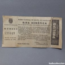 Lotería Nacional: RADIO NACIONAL DE ESPAÑA EN BARCELONA CAMPAÑA DE NAVIDAD 1956. RIFA BENÉFICA. SEAT MOTO GUZZI CROLLS