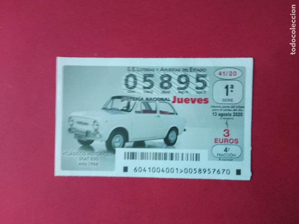 Loter&iacute;a nacional: DECIMO LOTERIA NACIONAL DE LOS JUEVES A&Ntilde;O 2020 SORTEO N&ordm; 41 COCHES CLASICOS HISTORICOS SEAT 850