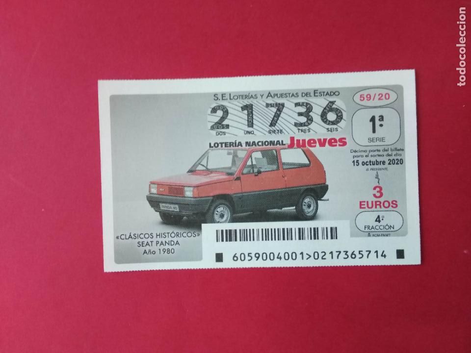 Loter&iacute;a nacional: DECIMO LOTERIA NACIONAL DE LOS JUEVES A&Ntilde;O 2020 SORTEO N&ordm; 59 COCHES CLASICOS HISTORICOS SEAT PANDA