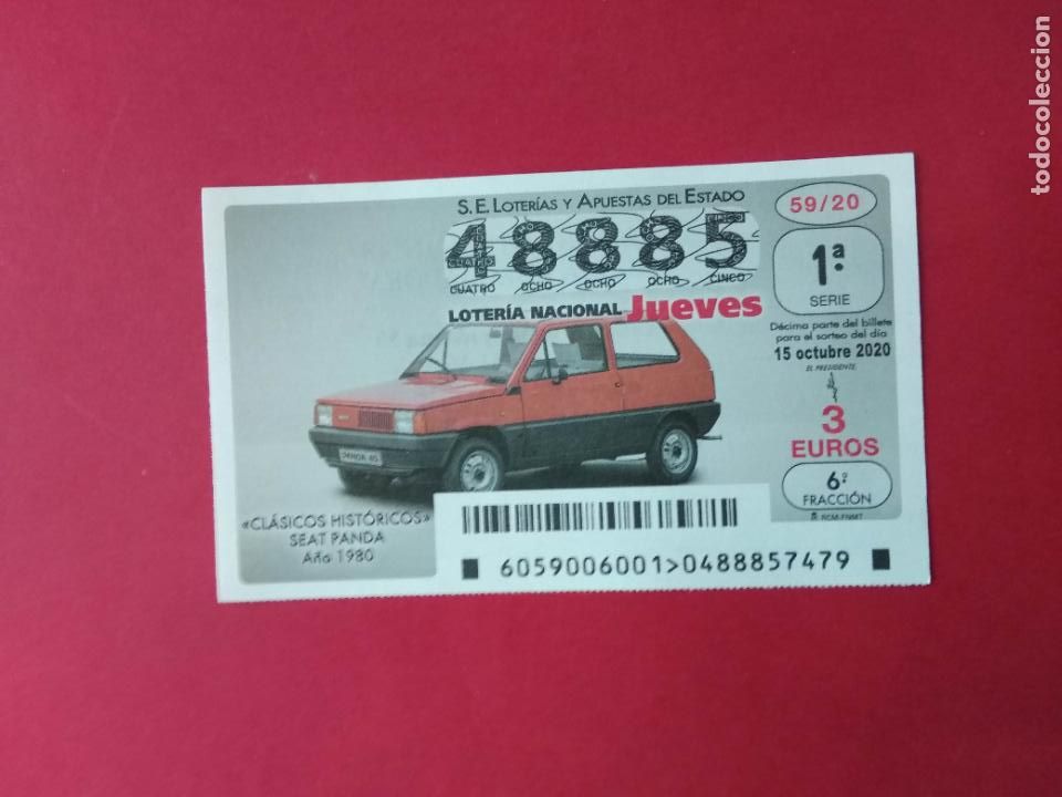Loter&iacute;a nacional: DECIMO LOTERIA NACIONAL DE LOS JUEVES A&Ntilde;O 2020 SORTEO N&ordm; 59 COCHES CLASICOS HISTORICOS SEAT PANDA