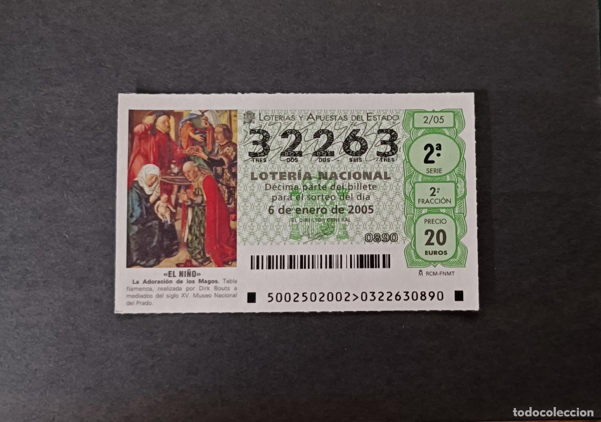 Loter&iacute;a Nacional: Loter&iacute;a Nacional. Adoraci&oacute;n de los Magos. Museo del Prado. Sorteo 2/05. 6 Enero 2005. N&ordm; 32263.