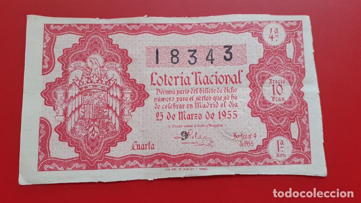 National Spanish Lottery: LOTERIA NACIONAL. DECIMO. A&Ntilde;O 1955. SORTEO 9.