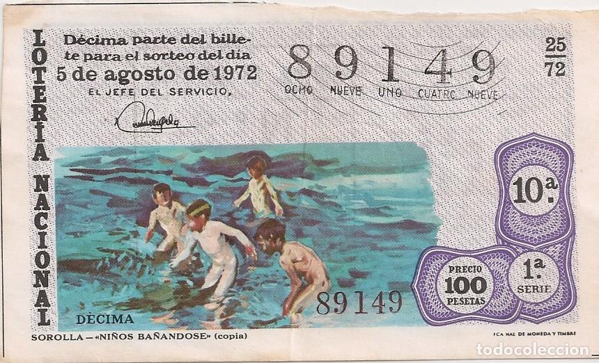 National Spanish Lottery: LOTER&Iacute;A NACIONAL 89149 5 AGOSTO 1972 SORTEO 25/72