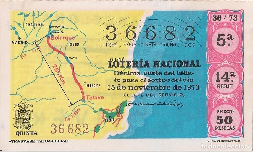 National Spanish Lottery: LOTER&Iacute;A NACIONAL 36682 15 NOVIEMBRE 1973 SORTEO 36/73