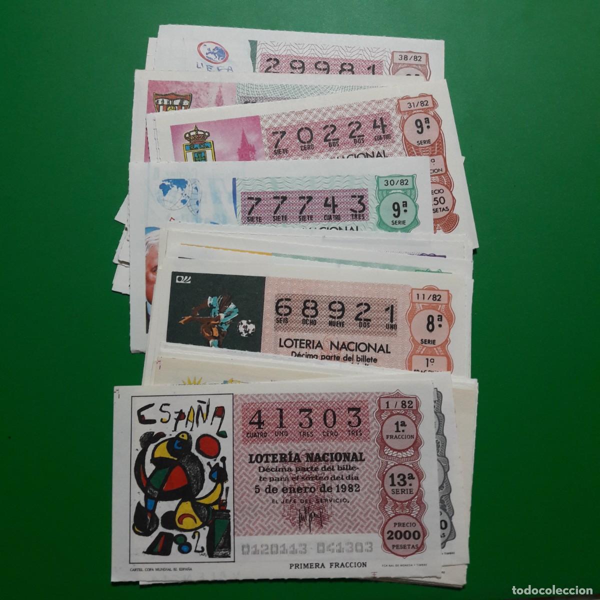Loter&iacute;a Nacional: Mundial 82 1982 loteria Nacional. Lote 49 decimos. Coleccion completa. Futbol