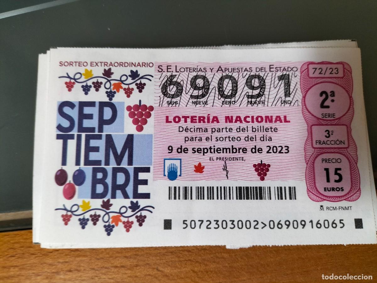 Lotaria Nacional: 1 DECIMO LOTERIA NACIONAL SABADO 9 SEPTIEMBRE 2023 72/23 - SORTEO EXTRAORDINARIO