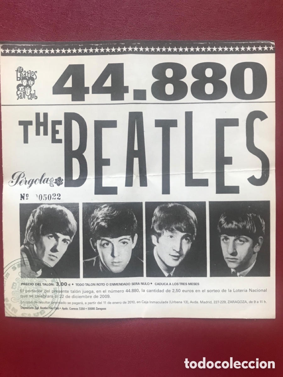 Loter&iacute;a Nacional: THE BEATLES participacion loteria 2009 fan club