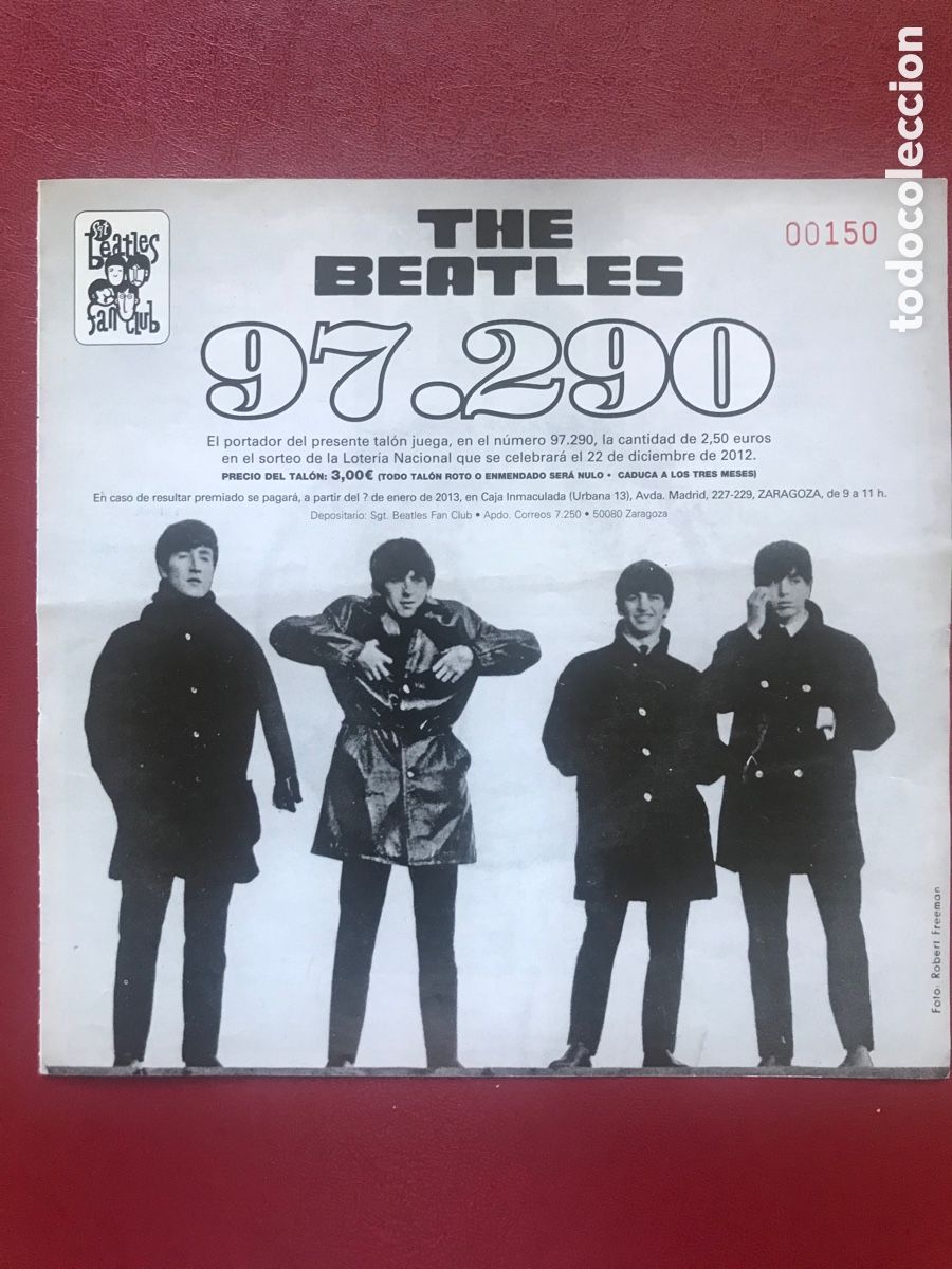 Loter&iacute;a Nacional: THE BEATLES participacion loteria 2012 fan club