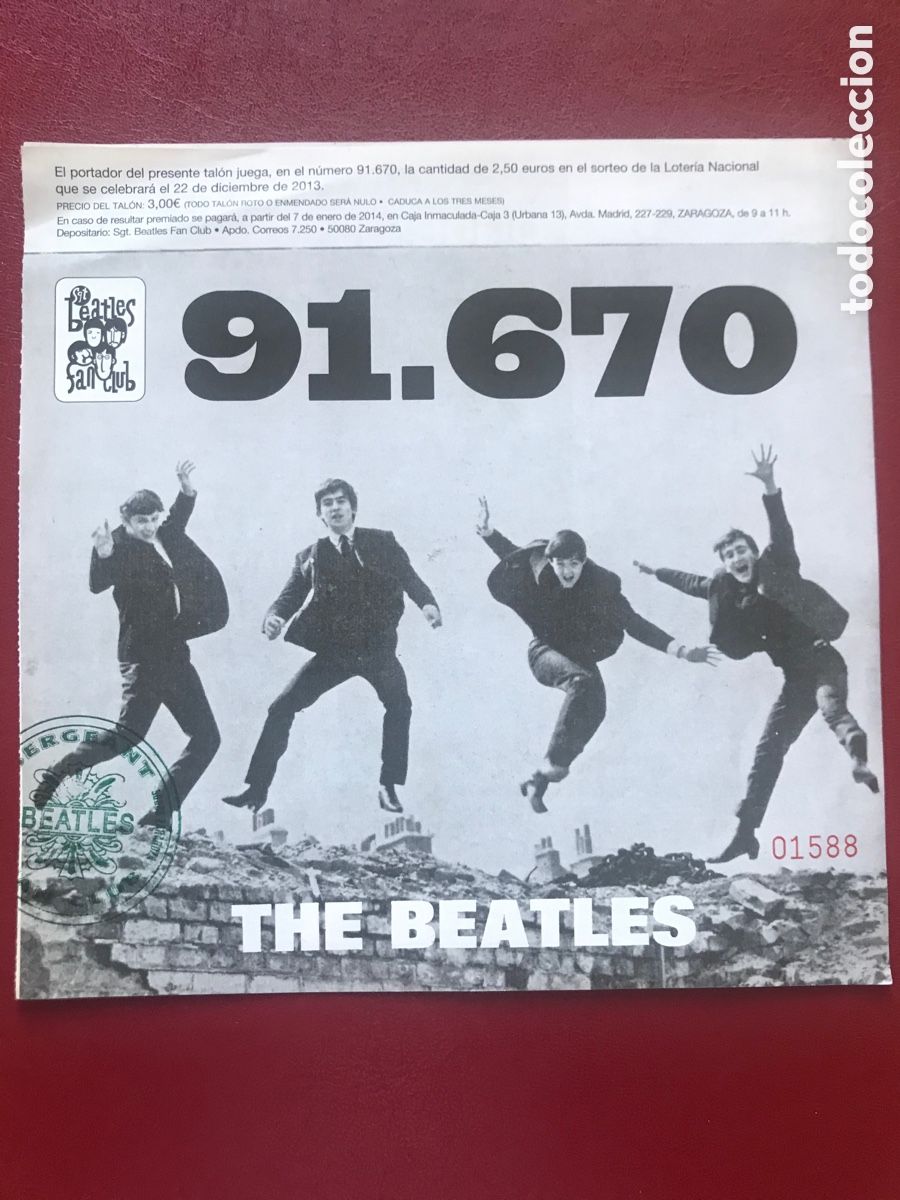 Loter&iacute;a Nacional: THE BEATLES participacion loteria 2013 fan club