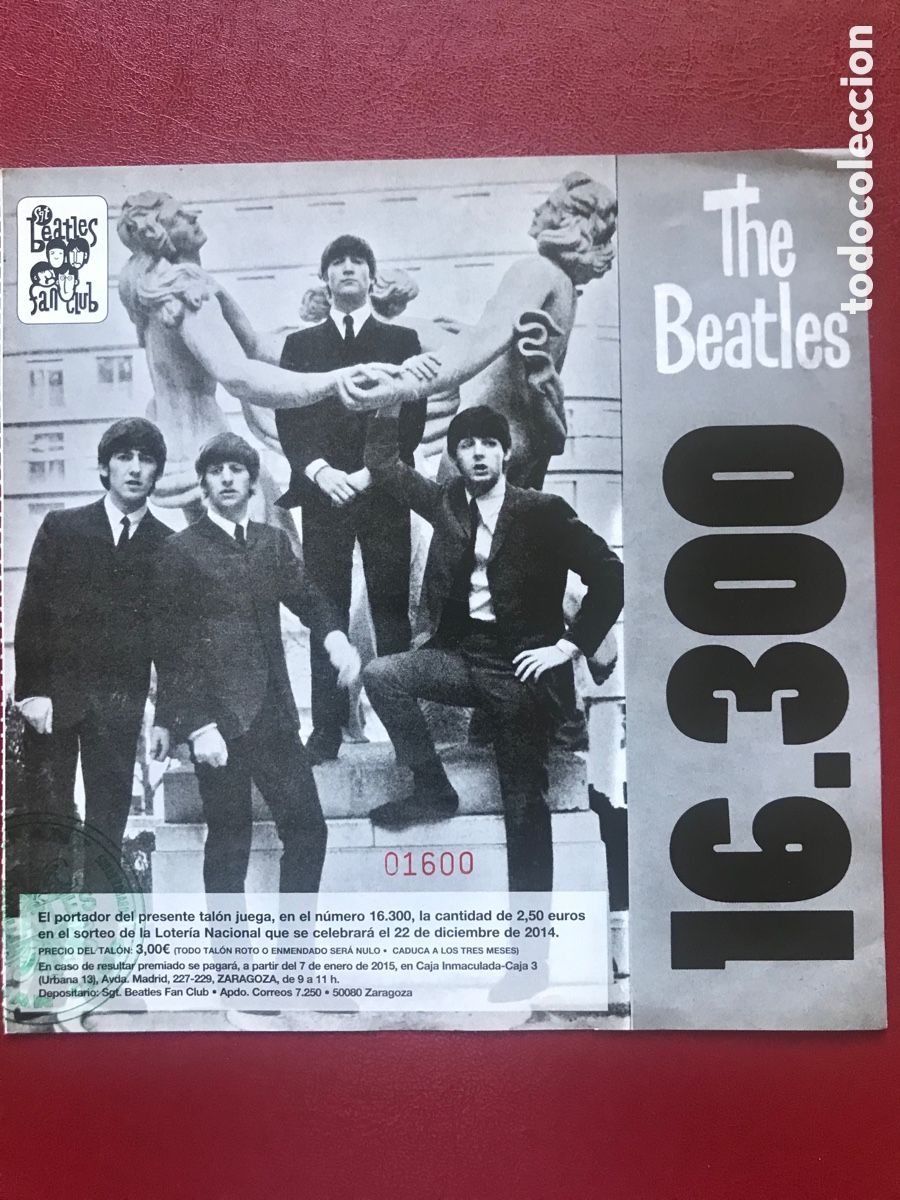 Loter&iacute;a Nacional: THE BEATLES participacion loteria 2014 fan club