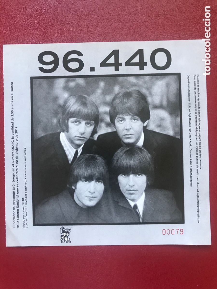 Loter&iacute;a Nacional: THE BEATLES participacion loteria 2017 fan club