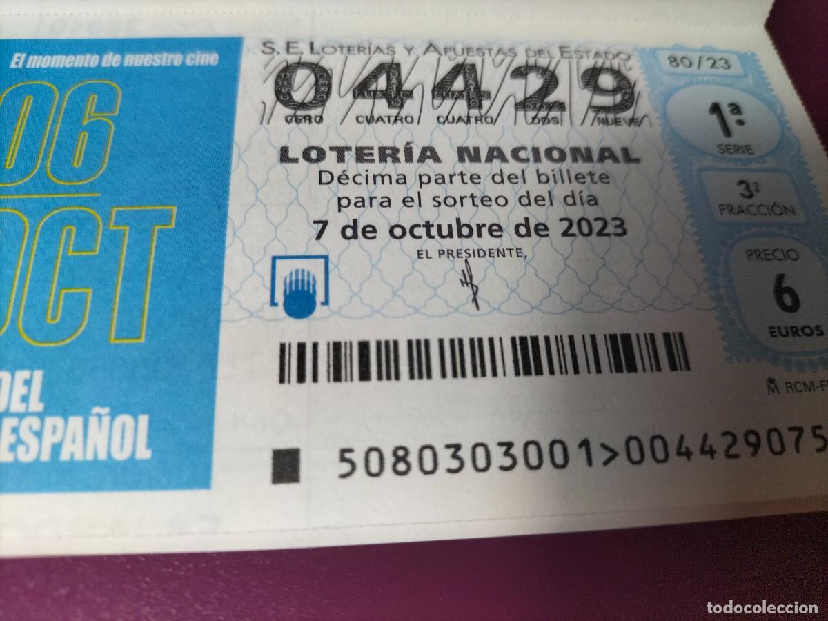 Lotaria Nacional: 1 DECIMO LOTERIA SABADO - 7 OCTUBRE 2023 - 80/23 - DIA DEL CINE ESPA&Ntilde;OL
