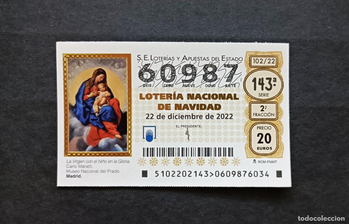Loter&iacute;a Nacional: D&eacute;cimo 22 diciembre. Navidad. Museo del Prado. N&ordm; 60987. Administraci&oacute;n. Barquillo 10. Madrid.