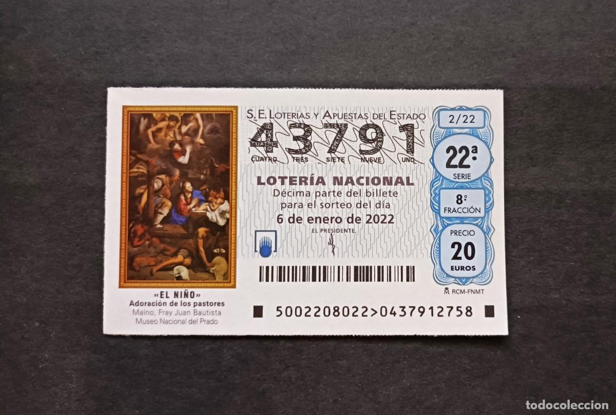 Loter&iacute;a Nacional: D&eacute;cimo 6 enero. Navidad Museo del Prado. N&ordm; 43791. Administraci&oacute;n. La Rana de la Suerte. Madrid