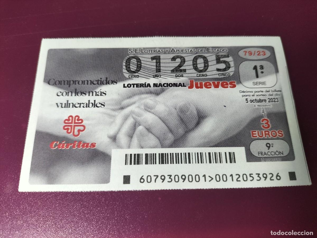 Lotaria Nacional: 1 DECIMO LOTERIA JUEVES - 5 OCTUBRE 2023 - 79/23 - CARITAS - COMPROMETIDOS CON LOS MAS VULNERABLES