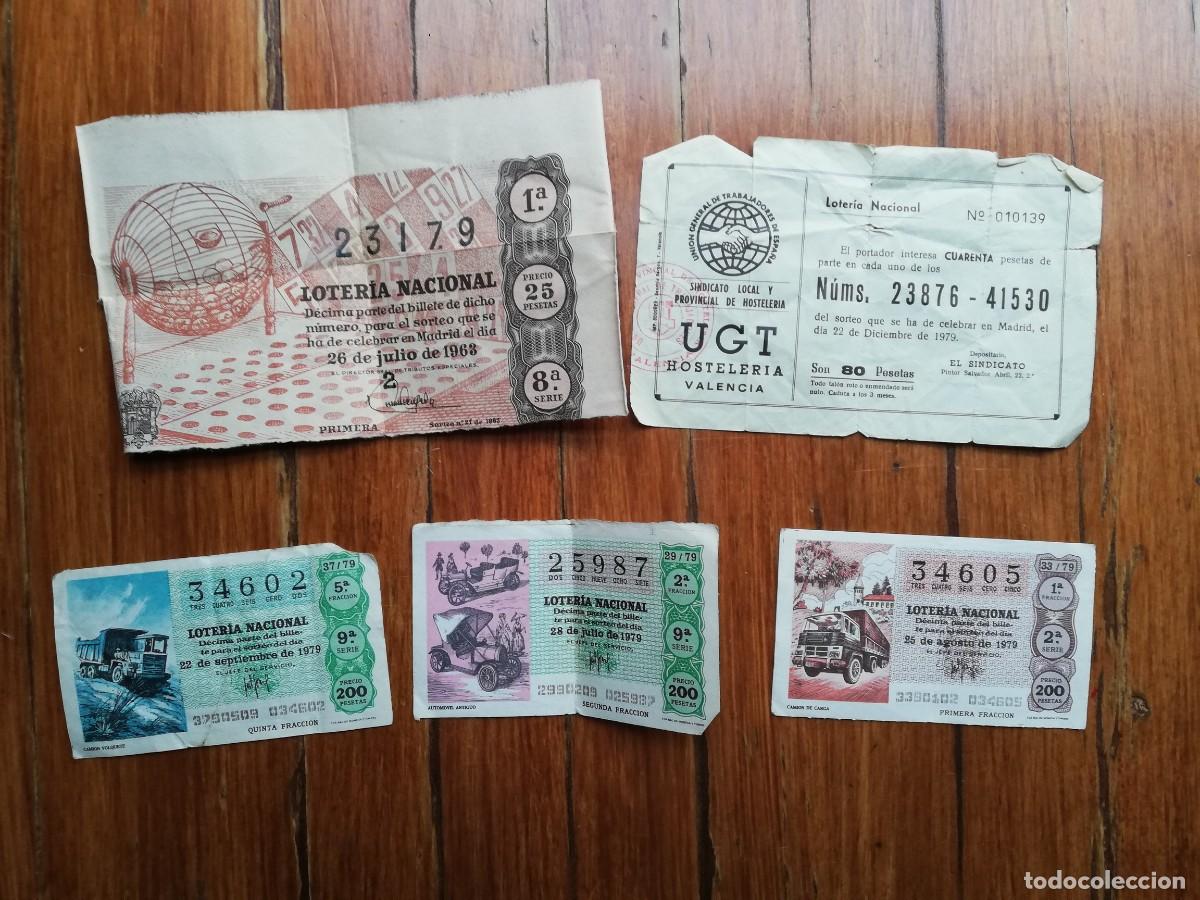 National Spanish Lottery: Loter&iacute;a Nacional. Lote papeletas. UGT hosteler&iacute;a. 1979. 1963