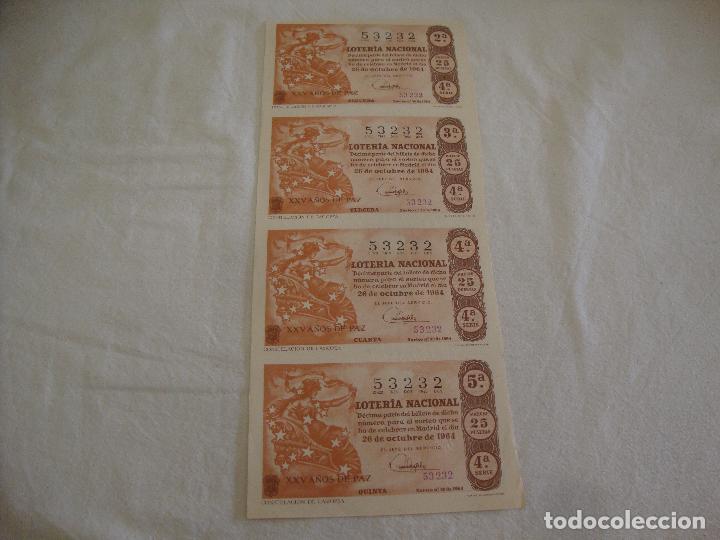 Loter&iacute;a nacional: LOTE 4 DECIMOS LOTERIA NACIONAL 26 OCTUBRE 1964 N&ordm; 53232