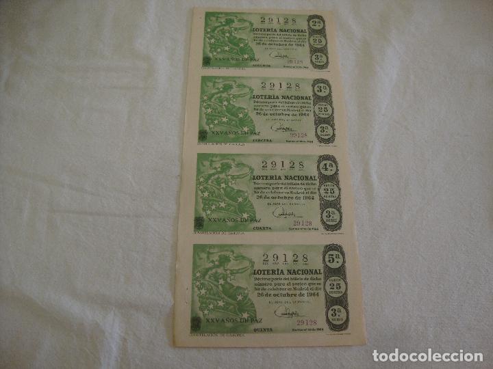 Loter&iacute;a nacional: LOTE 4 DECIMOS LOTERIA NACIONAL 26 OCTUBRE 1964 N&ordm; 29128