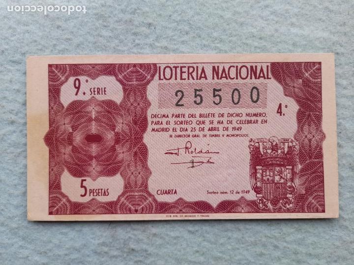 Loter&iacute;a nacional: D&eacute;cimo. Sorteo n&ordm; 12 de 1949. - Foto 1