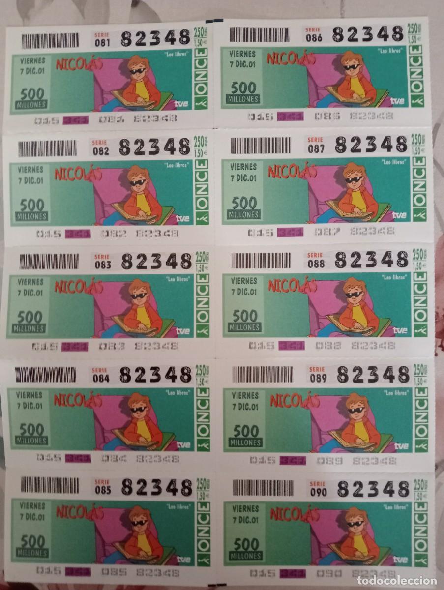 National Spanish Lottery: TIRA COMPLETA DEL N&ordm; 82.348 SORTEO 7 DICIEMBRE 2001