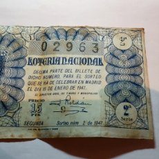 Lotería Nacional: LOTERIA NACIONAL 15 DE ENERO DE 1947
