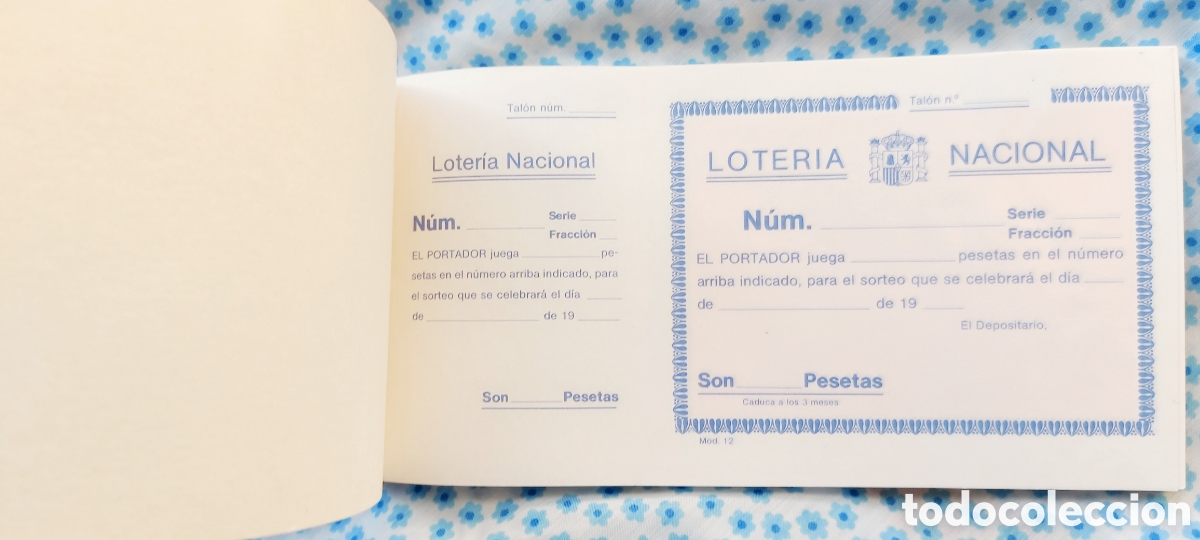 Loter&iacute;a Nacional: Loteria Nacional en pesetas. Talonario completo de participaciones a&ntilde;os 80
