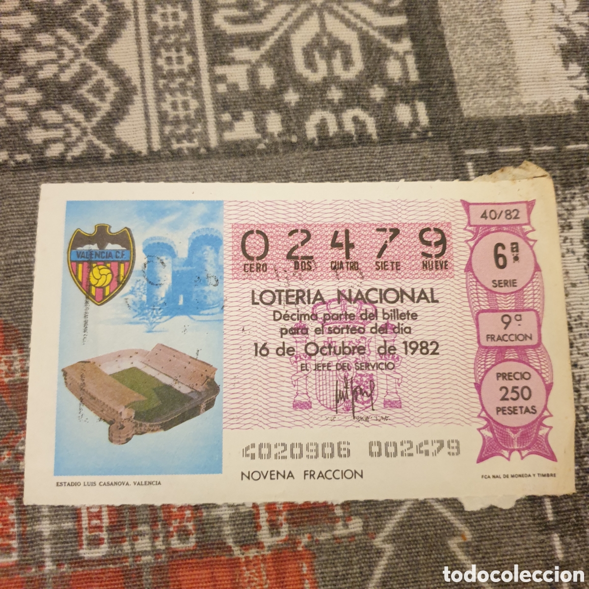 Loter&iacute;a nacional: Billete loter&iacute;a NACIONAL 1982