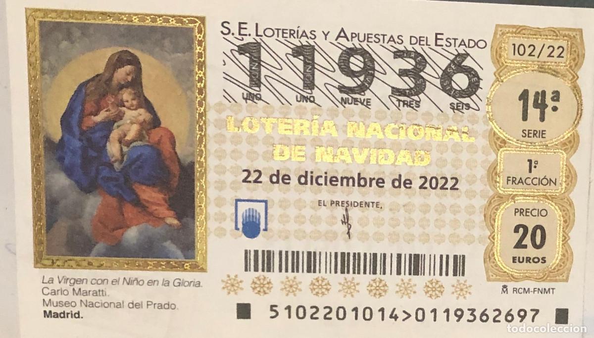 Loter&iacute;a Nacional: Loter&iacute;a de Navidad. 22 de Diciembre de 2022. N&ordm; 11936. Sello de El As de Oros, Sevilla.