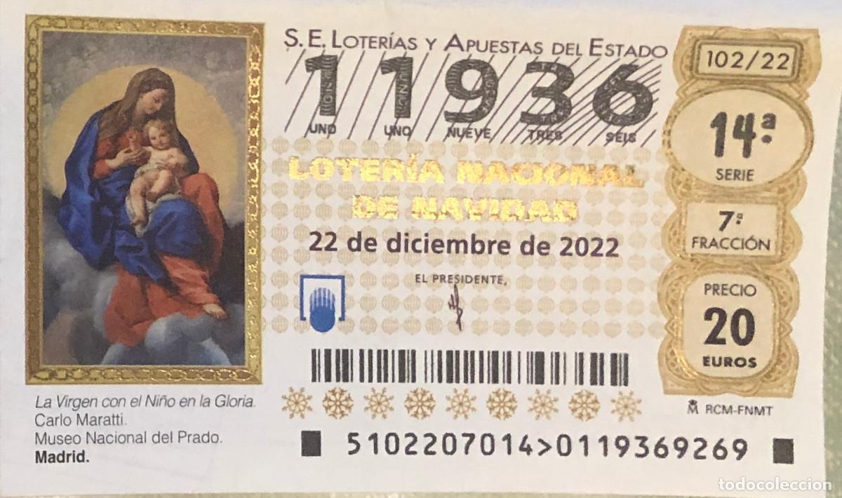 Loter&iacute;a Nacional: Loter&iacute;a de Navidad. 22 de Diciembre de 2022. N&ordm; 11936. Sello de El As de Oros, Sevilla.