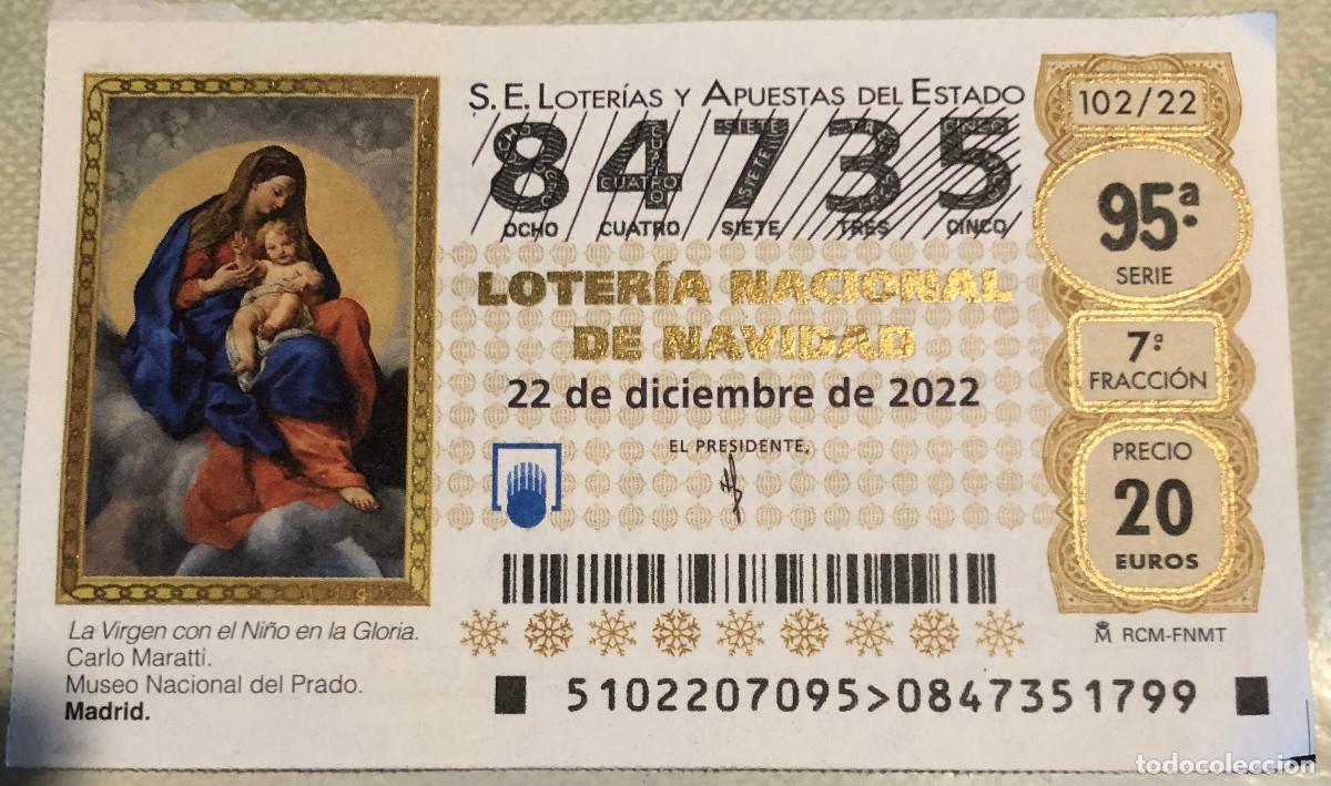 Loter&iacute;a Nacional: Loter&iacute;a de Navidad. 22 de Diciembre de 2022. N&ordm; 84735. Sello de Loter&iacute;a La Yaya, Sevilla.