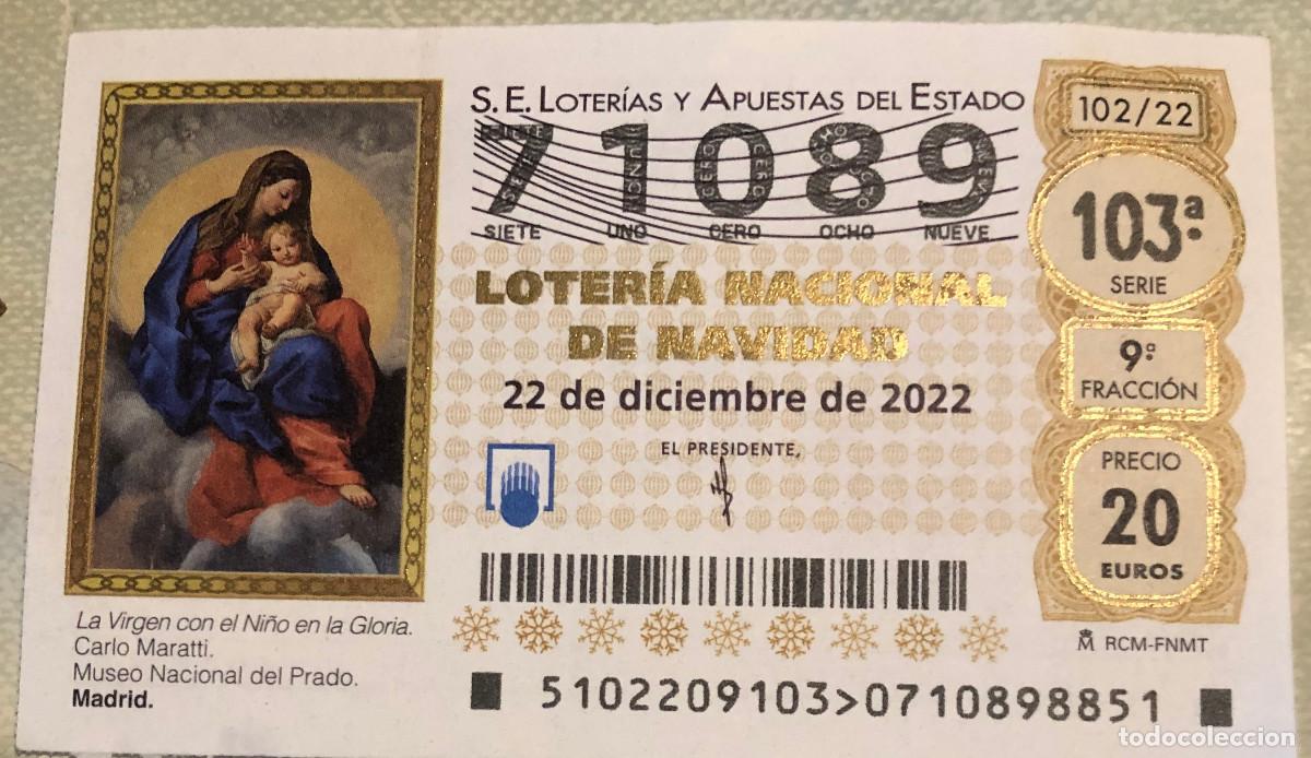 Loter&iacute;a Nacional: Loter&iacute;a de Navidad. 22 de Diciembre de 2022. N&ordm; 71089. Sello de Do&ntilde;a Carmen, Montequinto, Sevilla.