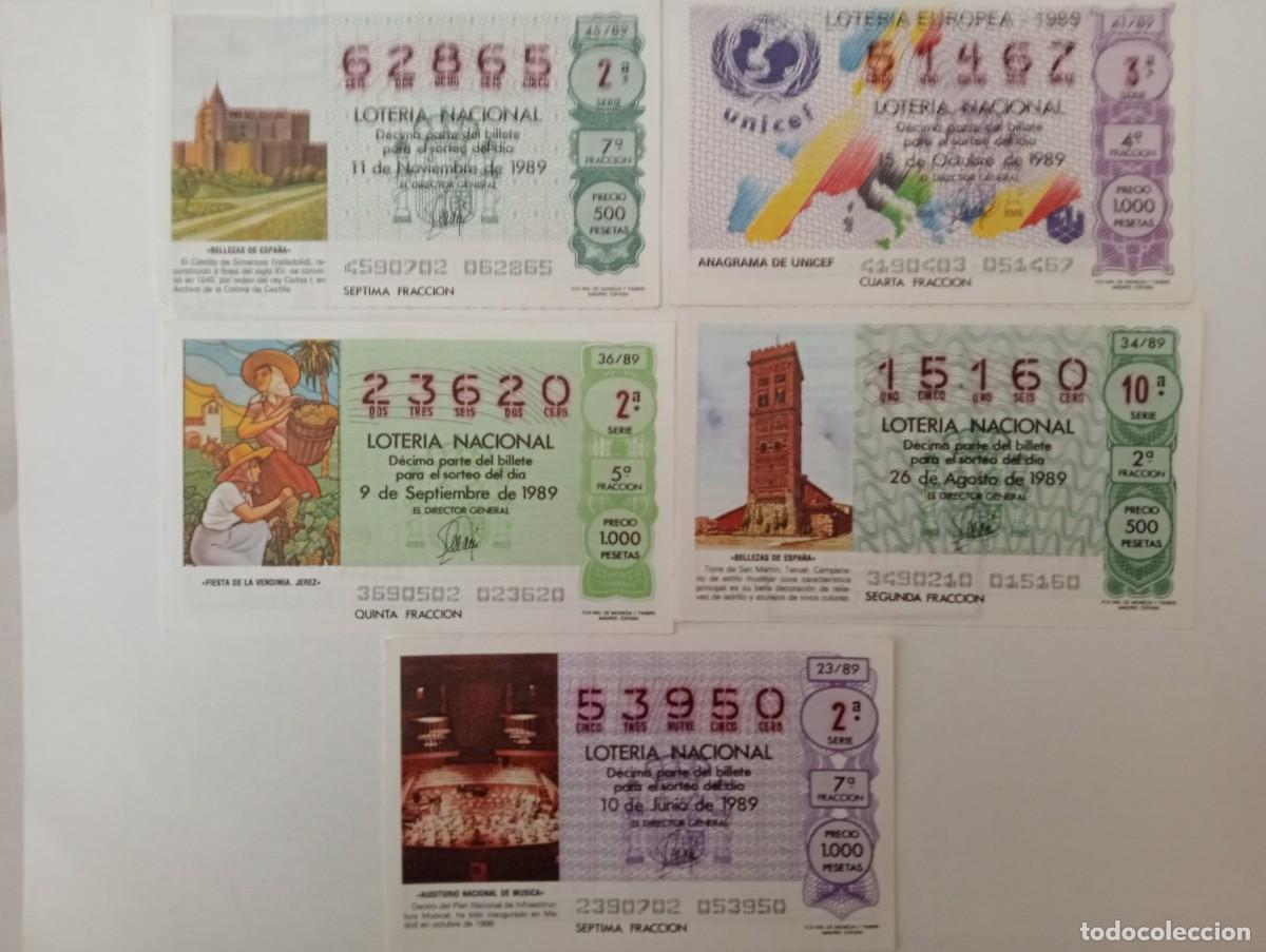 National Spanish Lottery: LOTERIA NACIONAL 5-DECIMOS A&Ntilde;O 1989