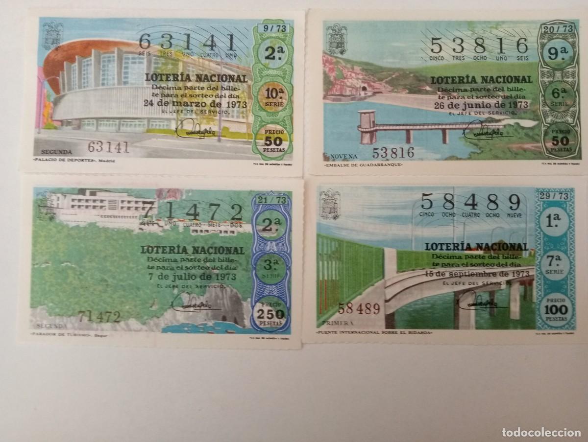 National Spanish Lottery: 4-DECIMOS LOTERIA NACIONAL 1973