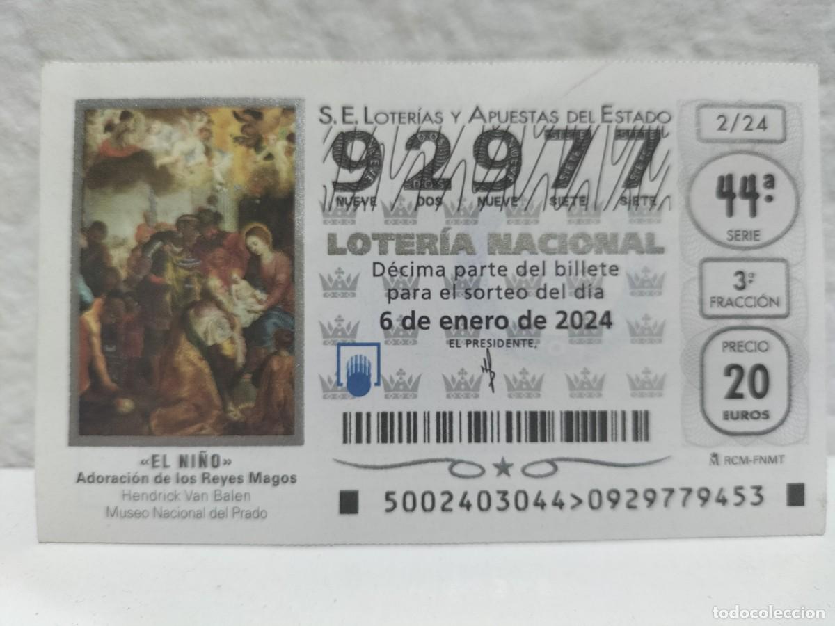 Loter&iacute;a Nacional: 1 DECIMO LOTERIA NACIONAL SABADO 6 ENERO 2024 - 2/24 - EL NI&Ntilde;O - ADORACION REYES MAGOS MUSEO PRADO