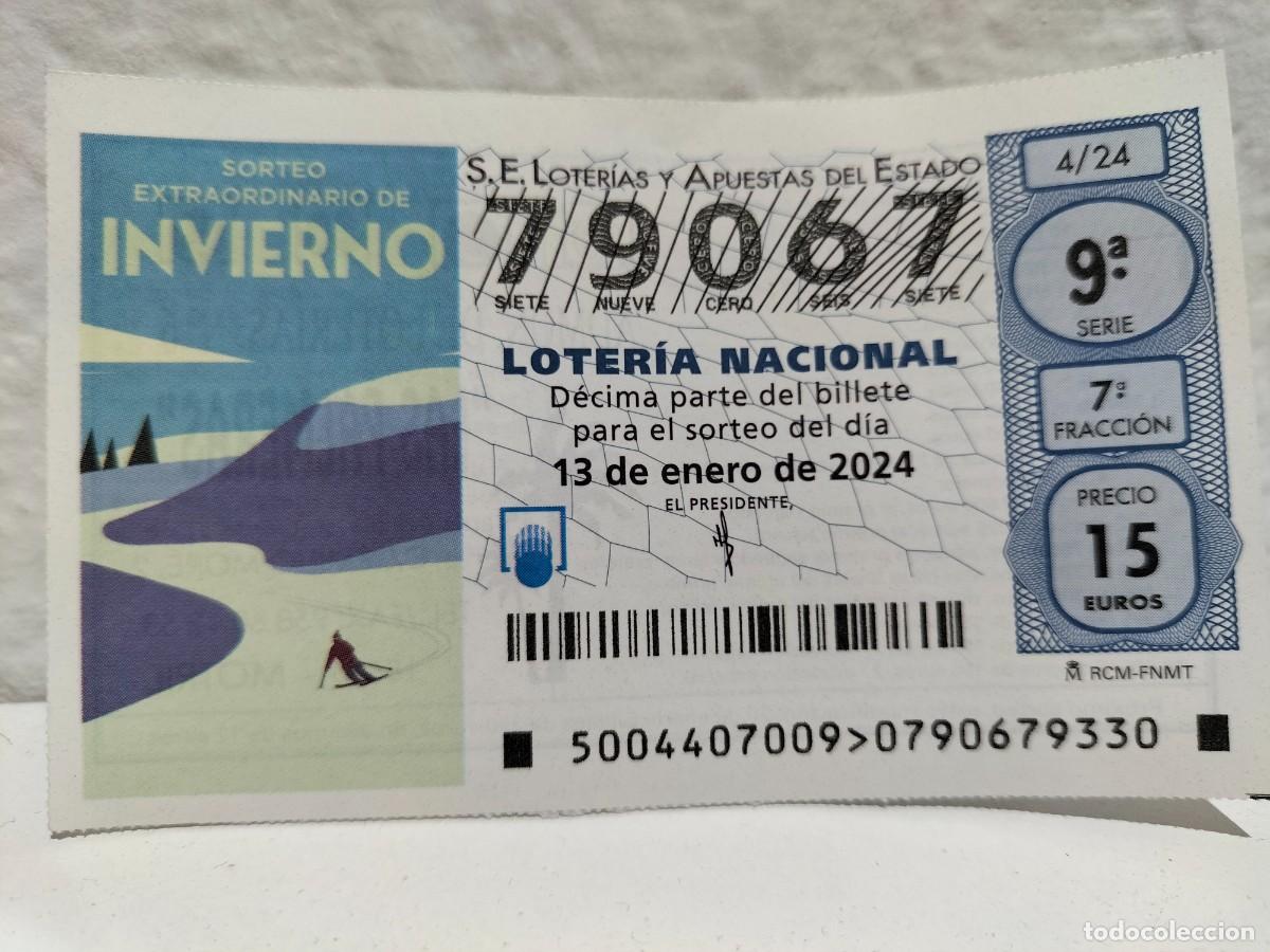 Lotteria Nationale Spagnola: 1 DECIMO LOTERIA NACIONAL SABADO 13 ENERO 2024 - 4/24 - INVIERNO - SORTEO EXTRAORDINARIO - ESQUI