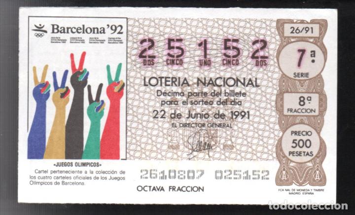 National Spanish Lottery: LOTER&Iacute;A NACIONAL - A&Ntilde;O 1991 - N&Uacute;MERO CAPIC&Uacute;A - SORTEO 26 -