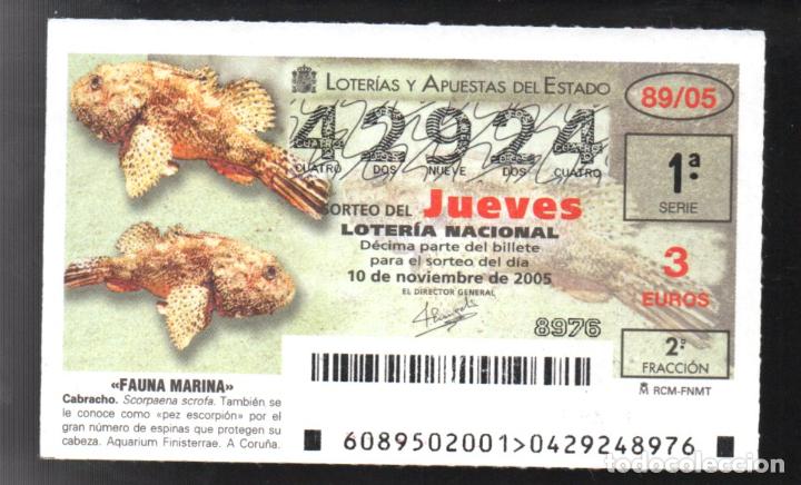 National Spanish Lottery: LOTER&Iacute;A NACIONAL - A&Ntilde;O 2005 - N&Uacute;MERO CAPIC&Uacute;A - SORTEO 89 -