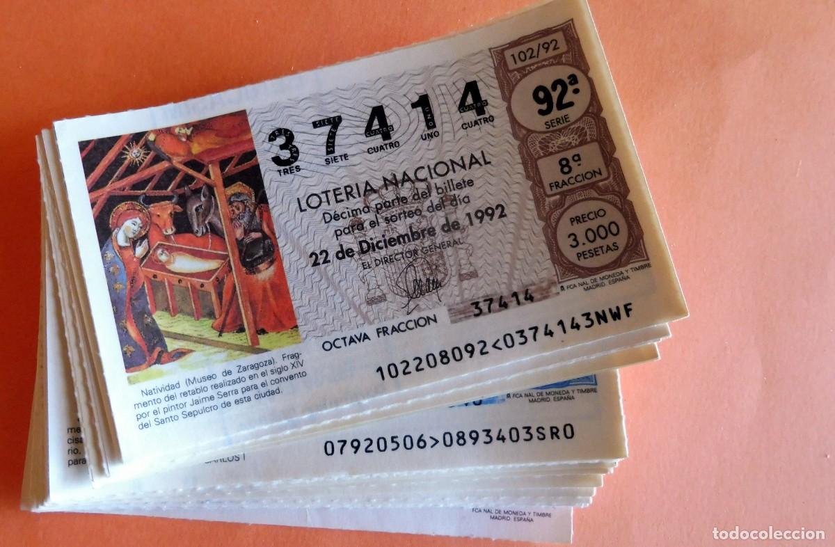 National Spanish Lottery: LOTERIA NACIONAL SABADOS - A&Ntilde;O 1992 COMPLETO - IMPECABLE - Atiendo lista de faltas.