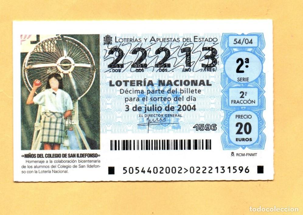 Loter&iacute;a Nacional: LOTERIA NACIONAL 2004 SORTEO N&ordm; 54 NUMERO 22213