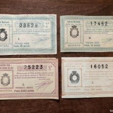 Lotería Nacional: AÑO 1927, 1928 Y 1929. LOTERÍA NACIONAL. LOTE DE 4 DÉCIMOS. SORTEOS NÚMERO 1 Y 12.