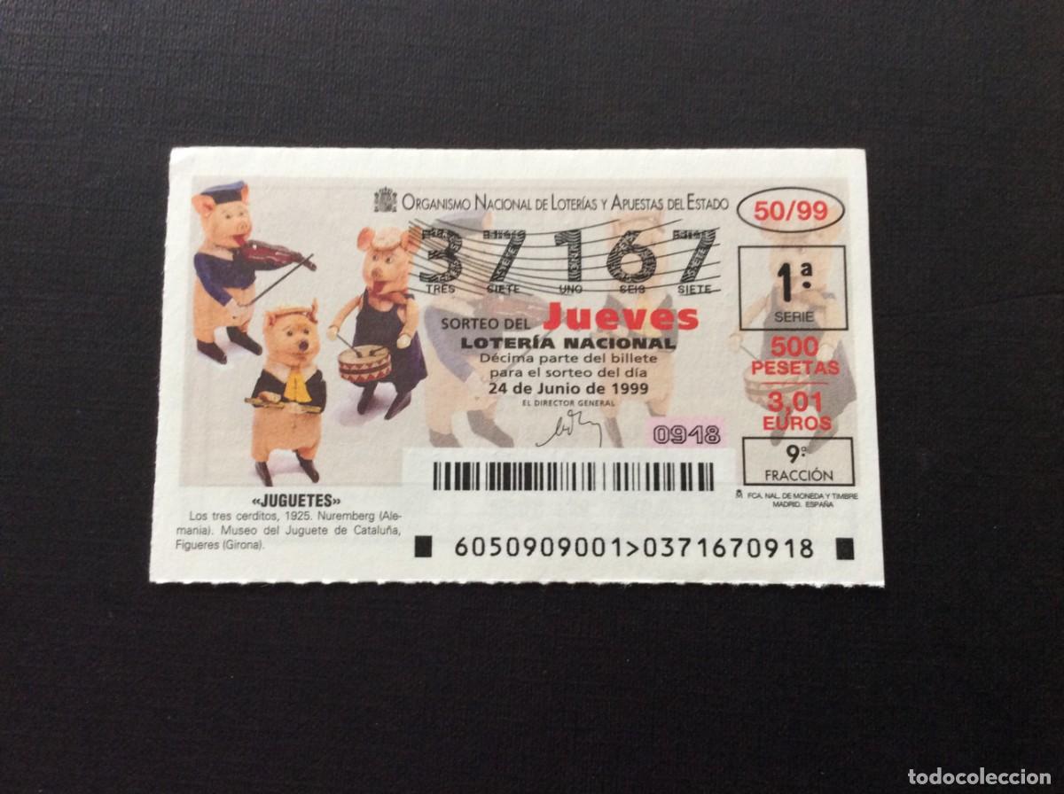 National Spanish Lottery: DECIMO LOTERIA JUEVES N&ordm; 37167 SORTEO 50-1999