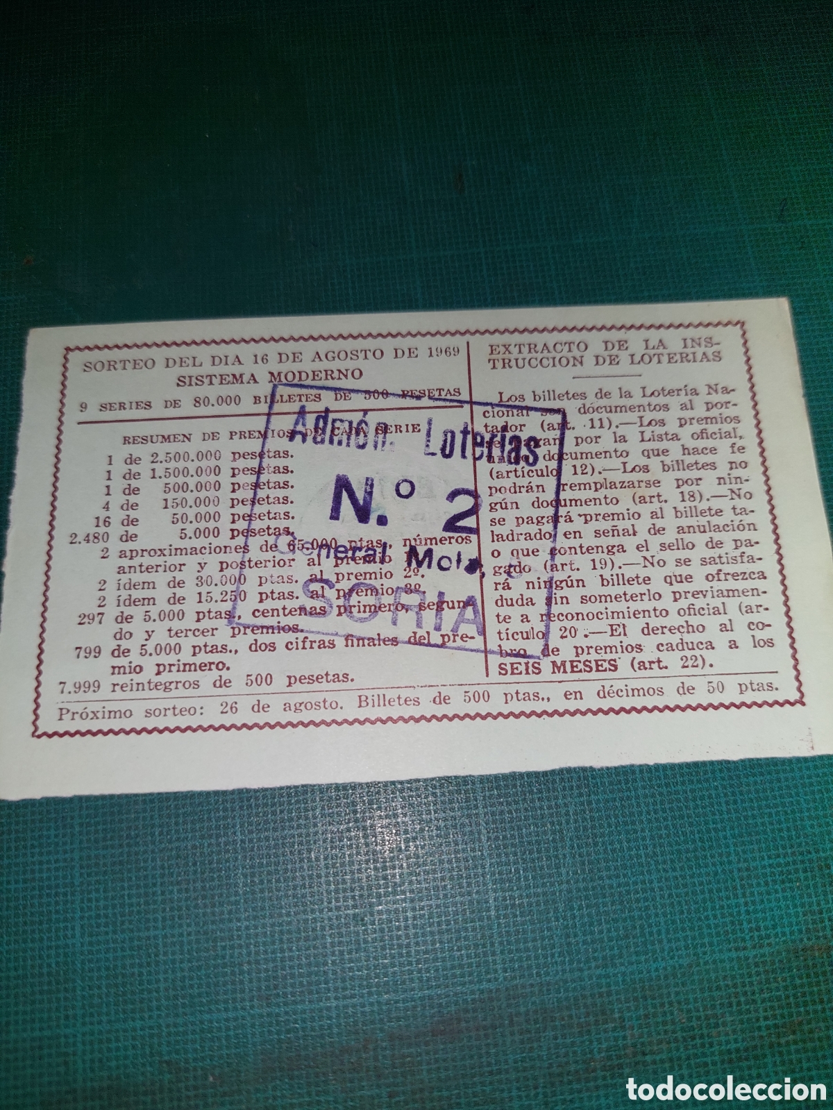 Loterie Nationale: Siria administrador loter&iacute;a n&uacute;mero 2 1969 16 agosto a caballo regalado no hay que mirar diente