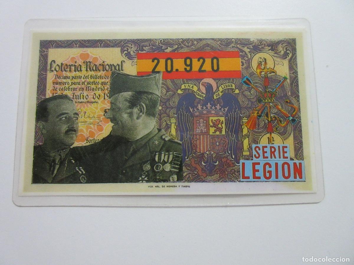 Loter&iacute;a nacional: TARJETA PLASTIFICADO LOTERIA NAVIDAD 1985 FRANCISCO FRANCO JOSE ANTONIO PRIMO SERIE LEGION
