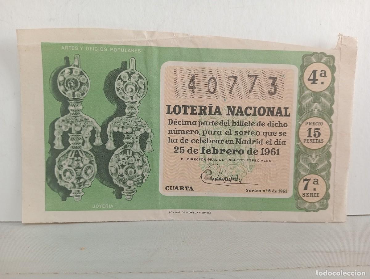 Loter&iacute;a Nacional: LOTERIA NACIONAL. D&Eacute;CIMO. 25 DE FEBRERO DE 1961. JOYER&Iacute;A