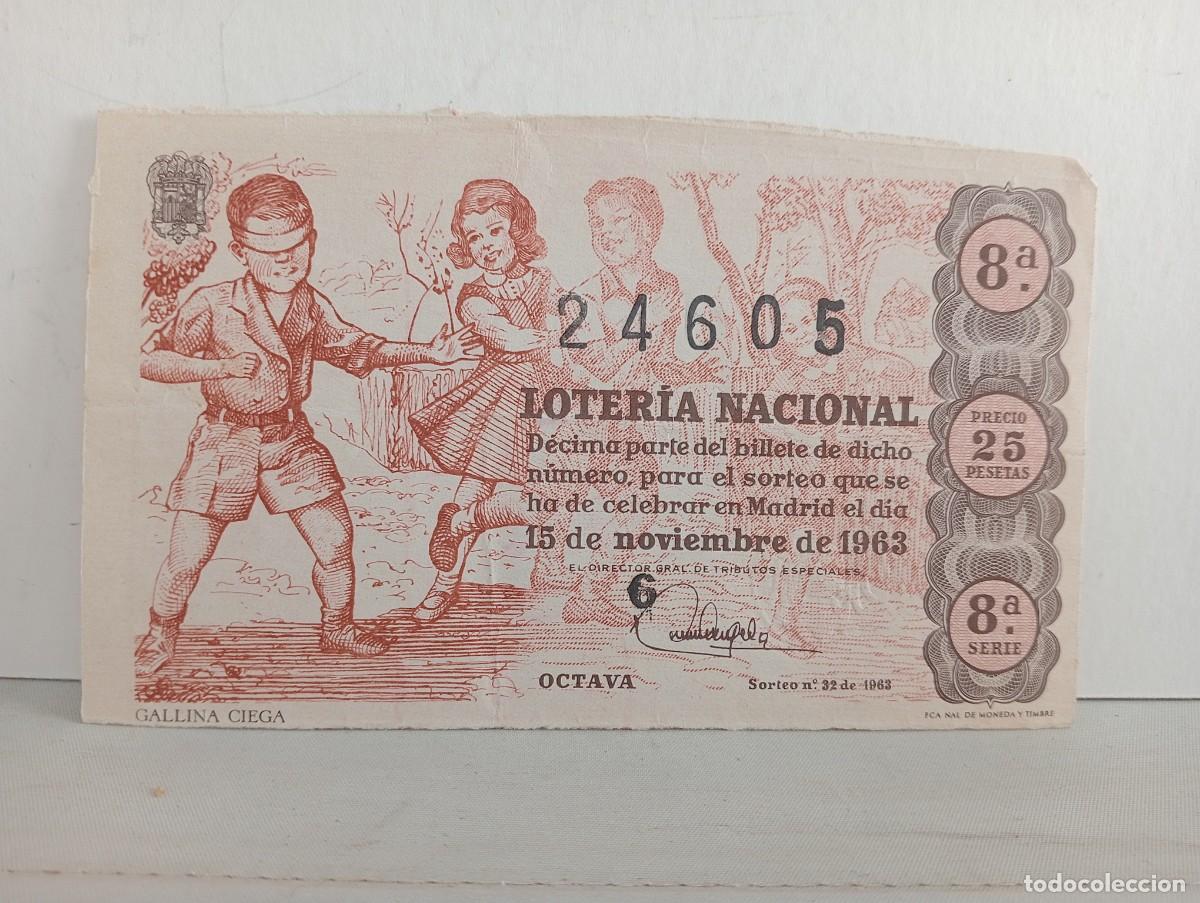 Loter&iacute;a Nacional: LOTERIA NACIONAL. D&Eacute;CIMO. 15 DE NOVIEMBRE DE 1963. GALLINA CIEGA